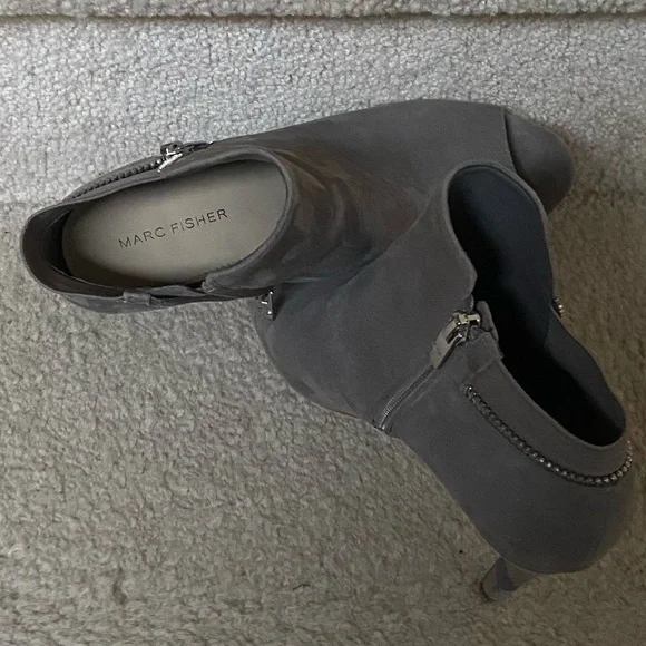 MARC FISHER SHOES/MARC FISHER ANKLE HEEL BOOTS/ SERINITY/GRAY/SIZE 7.5 M/EUC - Picture 5 of 6